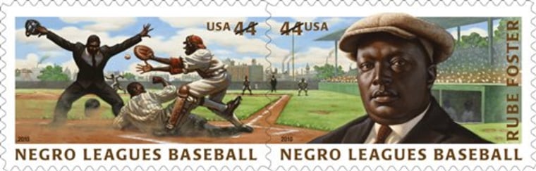 New postage stamps commemorate the Negro Leagues Baseball, and Andrew "Rube" Foster, founder of the league and considered the "father of Negro Leagues baseball."